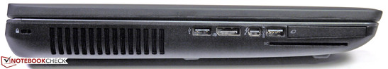 Izquierda: USB 3.0, DisplayPort, Thunderbolt, USB 3.0, Lector Smart Card, ExpressCard