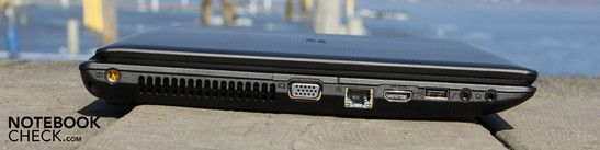 Izquierda: AC, VGA, Ethernet, HDMI, USB 2.0, micrófono, cascos