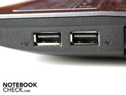 Ambos puertos USB están muy cerca uno del otro. Sin embargo, anchas memorias USB pueden evadir a  otros puertos.