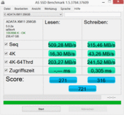 AS SSD: 509 MB/s (lectura secuencial)