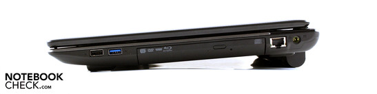 Lado Derecho: USB 2.0, USB 3.0, lector de BluRay, Ethernet, AC