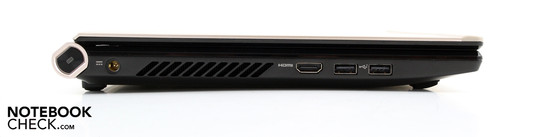 Izquierda: Botón teclado, AC, HDMI, 2 USB 2.0