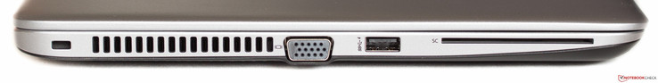 left side: Kensington, fan exhaust, VGA, USB 3.0, SmartCard