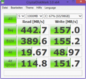 CrystalDiskMark en lectura: 442 MB/s