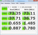 Crystal Disk Mark 3.0: 73 MB/s Lectura/Escritura