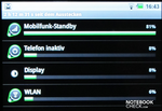 Los tragaenergía son el display demasiado brillante así como la WLAN y el Bluetooth