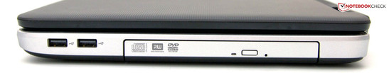 Derecha: 2 puertos USB 2.0, unidad de DVD
