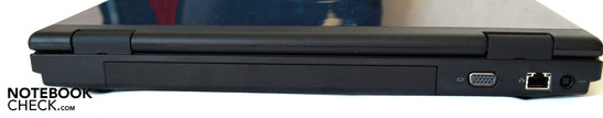 Posterior: Batería, VGA, LAN (RJ 45), conector de corriente