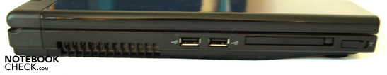 Izquierda: Ranuras de vencilación, 2x USB 2.0, ExpressCard/54, interruptor Wifi