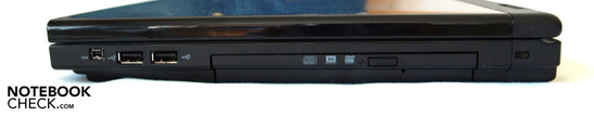 Derecha: FireWire, 2x USB 2.0, unidad opcional Ciere Kensinton