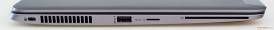 Izquierda: Kensington, ventilación, USB 3.0, micro-SD, SmartCard