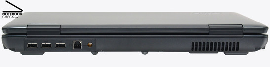 Posterior: 3x USB-2.0, Modem de 54k, Conector de corriente, Ventilador