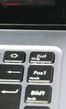 Comparado con su predecesor, el teclado de nuestro dispositivo de pruebas tiene más teclas.