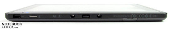 Frontal: USB, seguro del display, USB, SIM