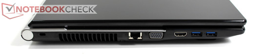 Izquierda: Kensington, LAN, VGA, 2x USB 3.0