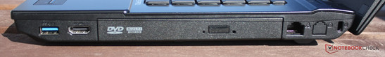 Derecha: 1xUSB 3.0, HDMI, grabador DVD, LAN, Bloqueo Kensington
