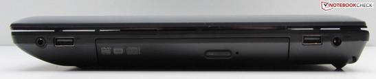 Derecha: USB 2.0, grabadora DVD, USB 2.0, puerto combo de audio