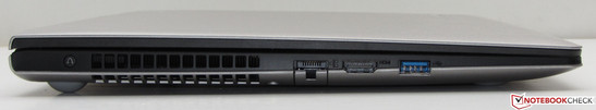 Izquierda:  Socket Ethernet, HDMI, USB 3.0