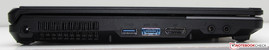 Izquierda: toma de corriente, USB 3.0, puerto combo USB 3.0 /eSATA, Displayport, micrófono, clavija de auriculares