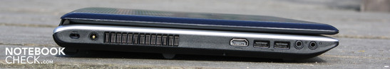 Izquierda: Kensington, AC, HDMI, 2 x USB 2.0, auriculares/SPDIF, micrófono