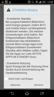 Puedes activar el modo STAMINA para aumentar la duración de batería, pero no es tan radical como sus contrapartidas de Samsung o HTC.