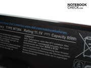 La batería tiene 85Wh y proporciona un óptimo tiempo de duración