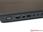 La conexión de displays externos es posible con VGA, HDMI y Mini-DisplayPort.