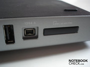 USB 2.0, Firewire y Lector de tarjetas 8-en-1 a la izquierda