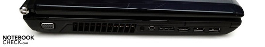 Izquierda: VGA, Firewire, eSATA, HDMI, 2x USB
