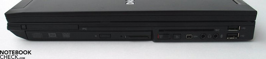 Lado Derecho: PCMCIA, DVD drive, SmartCard, Firewire, puerto de audio, 2x USB 2.0