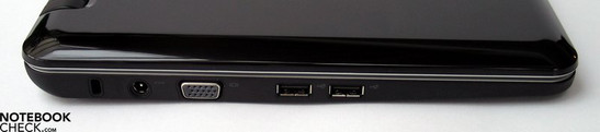 Izquierda: Cierre Kensington, conexión de red, saluda VGA, 2x USB 2.0