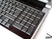 Typing with the keyboard feels soft with a clear feedback and a comfortable tapping.