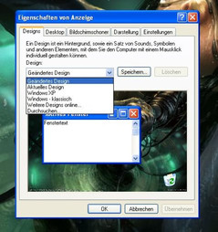Windows XP only offers a small choice of designs