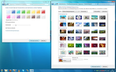 Como en Vista pueden aplicarse diferentes fondos y colores (el fondo del escritorio puede configurarse como una presentación).