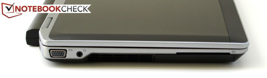 Izquierda: VGA, clavija de audio combinado, ventilador, lector de SmartCard