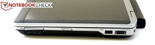 Derecha: ExpressCard/34, transmisor WiFi, USB 3.0, combo eSATA-USB-2.0