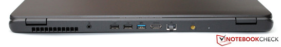 Trasera: clavija de auriculares, 2x USB 2.0, USB 3.0, HDMI, Gbit-LAN, toma de corriente