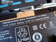 La batería de litio ion de ocho células tiene 63 Wh y proporciona buenos tiempos de duración