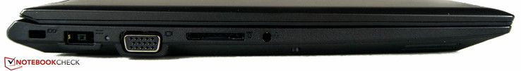 Left side: Kensington lock slot, power, VGA, SD-card reader, audio combo-jack