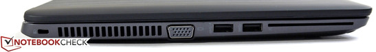 Izquierda: Kensington, VGA, 2x USB 3.0, lector SmartCard
