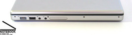 Lateral Izquierdo: ExpressCard 34 mm (opcional), salida de audio (opcional), entrada de audo, 2x USB 2.0, conector de corriente magnetico