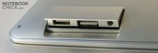 Lado Derecho: Mini-DVI, USB, Auriculares