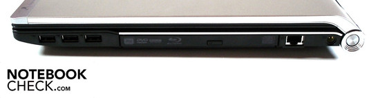 Derecha: 3 USB 2.0, Unidad Optica, LAN Gigabit RJ45, entrada de poder