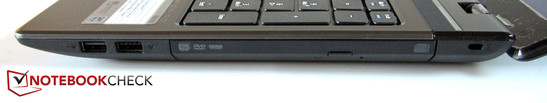 Derecha: 2x USB 2.0, unidad óptica, Bloqueo Kensington