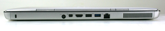 Trasera: Bloqueo Kensington, alimentación, Mini-Displayport, HDMI, USB 2.0, USB 3.0, LAN