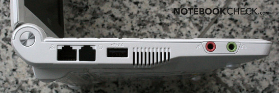 Lado izquierdo: LAN, USB, MIcrófono, Auriculares