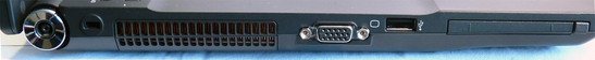 Lado Izquierdo: PCMCIA, USB 2.0, VGA, salida de aire, conector de poder.