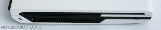 Izquierda: Unidad DVD de ranura, USB/eSATA, LAN