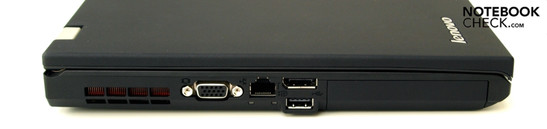 Lado Izquierdo: Ventilador, VGA, RJ45 (LAN), dos USB 2.0s, compartimiento para disco duro