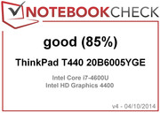 En análisis: Lenovo Thinkpad T440 (20B6005YGE), cortesía de: notebooksandmore.de